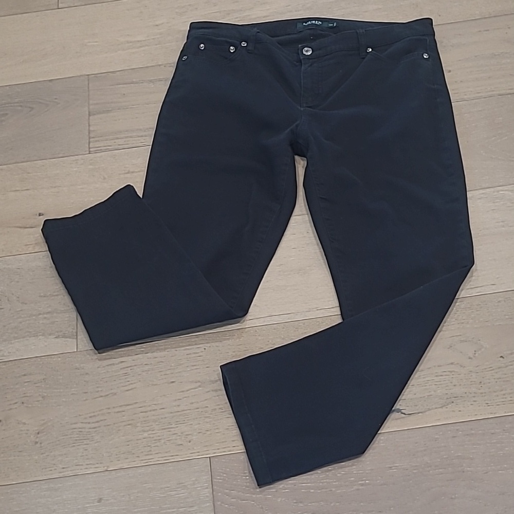 Lauren Ralph Lauren Jeans Women's sz 14W Premiere Straight Black Mid Rise Pants